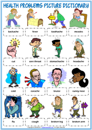 Health Problems ESL Vocabulary Worksheets